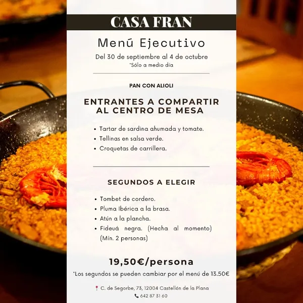 menu 1 of Restaurante Casa Fran