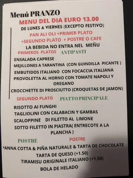menu 0 of TASCA la CASETA DELL ITALIANO