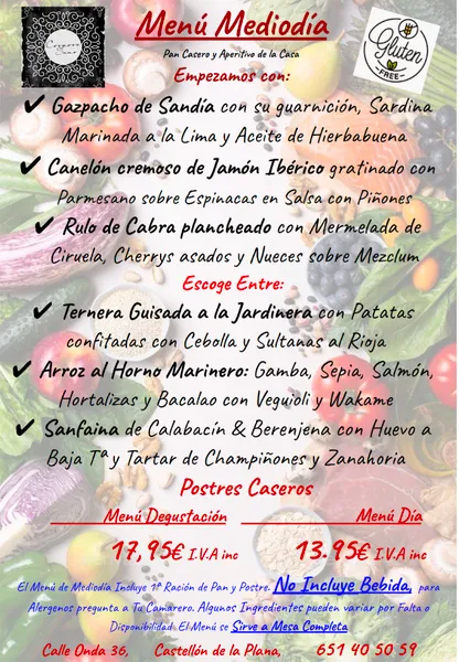 menu 1 of RESTAURANTE CORPORE SANO