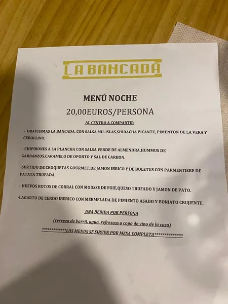 menu 0 of La Bancada