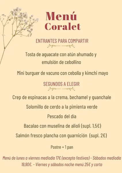 menu 0 of El Coralet