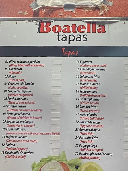 menu 0 of Boatella Tapas
