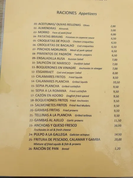 menu 2 of Boatella Tapas