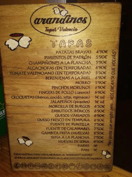 menu 1 of Arandinos