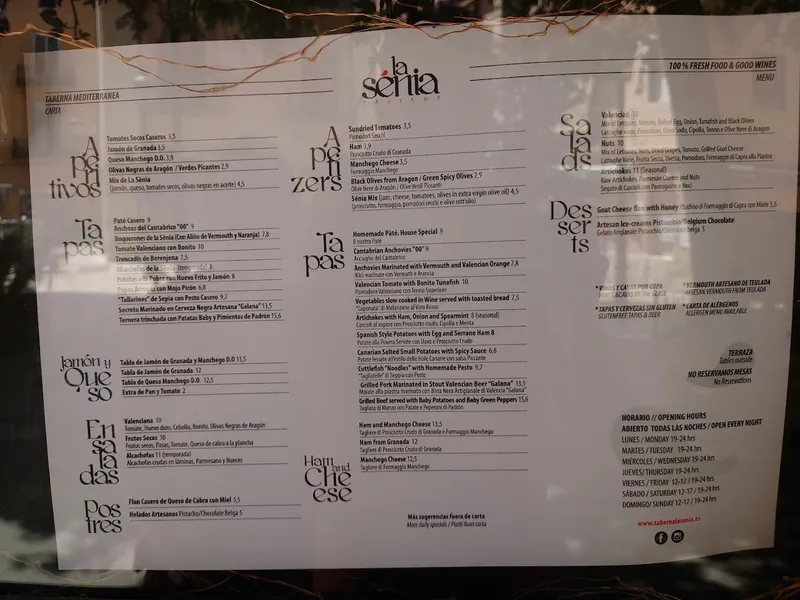 menu 1 of Taberna La Sénia