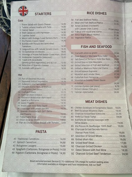 menu 0 of Restaurant Els Porxos