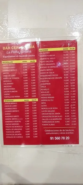 menu 2 of Bar La Peña Soriana