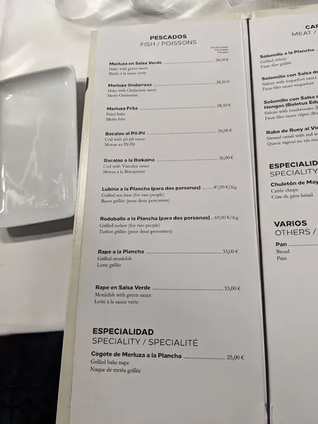 menu 2 of GOIZEKO IZARRA