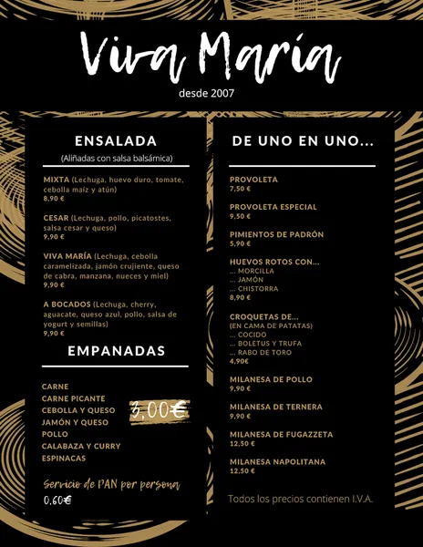 menu 2 of Cafetería Viva María