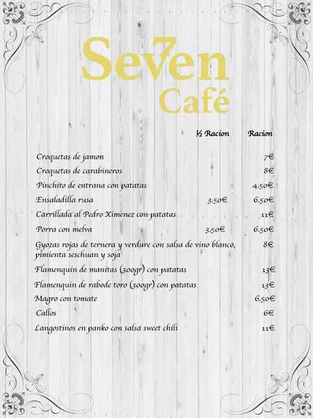 menu 0 of Seven Café
