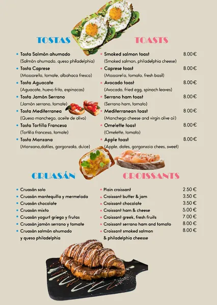 menu 1 of BUENAGUETA. Cafetería Restaurante Taperia