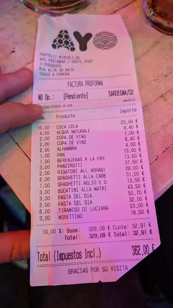 menu 2 of Ayó Pasta Bar