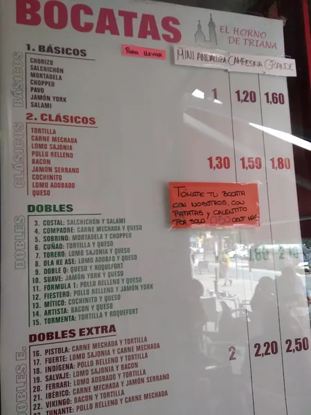 menu 2 of Horno de Triana