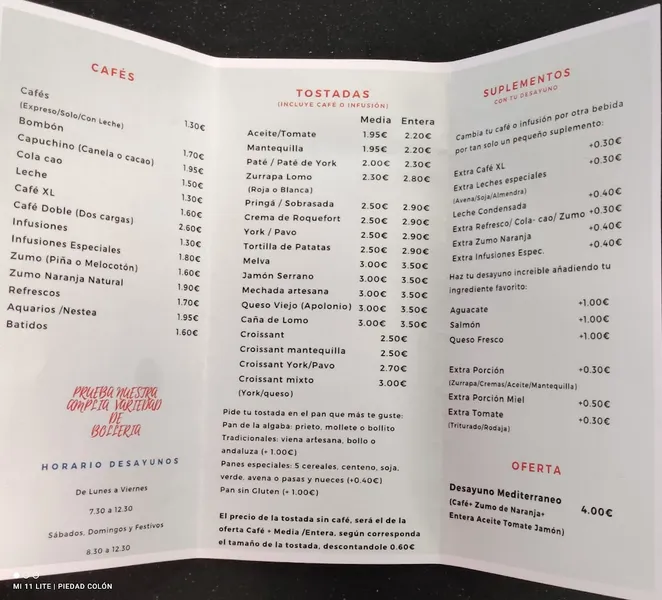 menu 0 of Horno de Triana