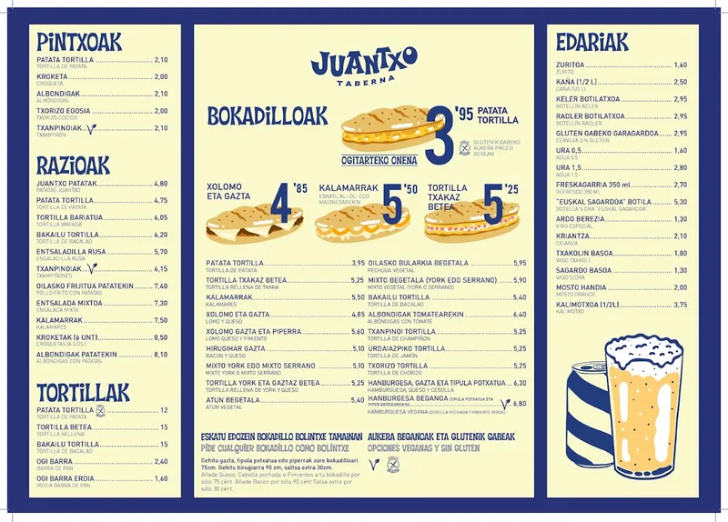 menu 0 of Juantxo Taberna