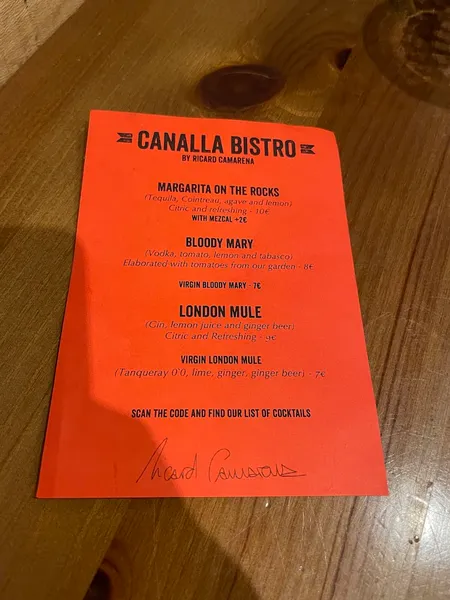 menu 1 of Canalla Bistro by Ricard Camarena