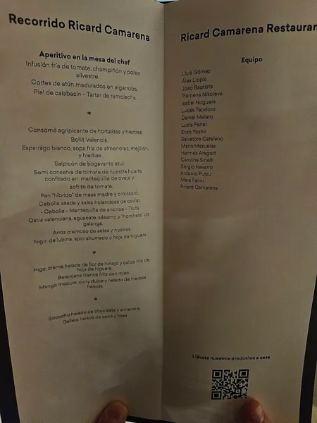 menu 2 of Ricard Camarena Restaurant
