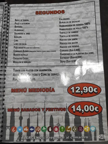 menu 0 of Restaurante TOWER