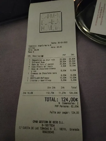 menu 2 of Restaurante Carmen De Aben Humeya