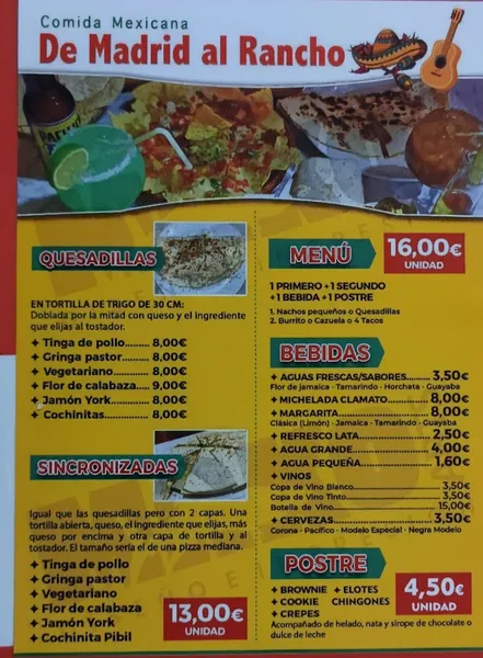 menu 0 of De Madrid al Rancho