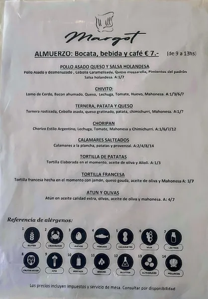 menu 0 of Margot Café & Restaurante