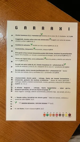 menu 2 of Garraxi Taberna