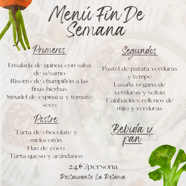 menu 1 of Restaurante Vegetariano La Retama