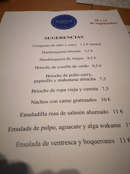menu 1 of Koxka