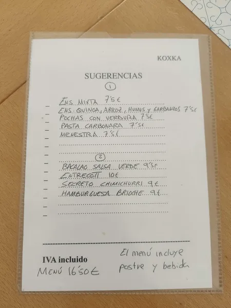 menu 2 of Koxka