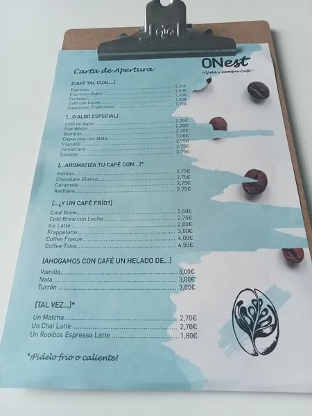 menu 0 of Cafetería ONest