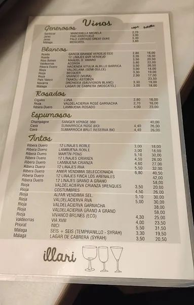 menu 2 of Illari Vinos y Tapas