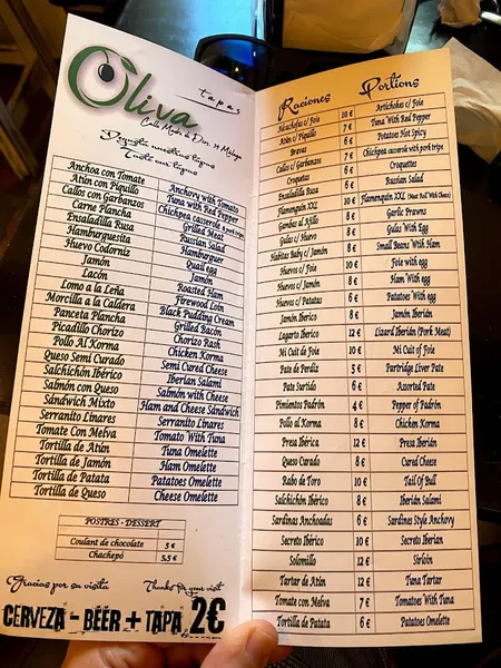 menu 1 of Restaurante OLIVA tapas