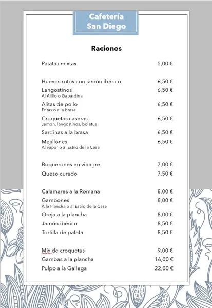 menu 2 of Bar San Diego