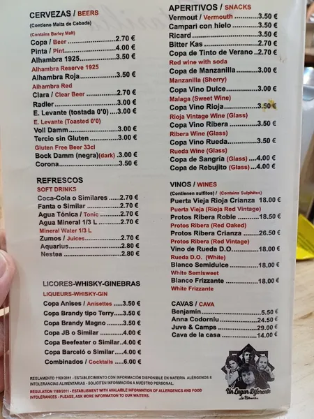 menu 0 of La Sitarilla
