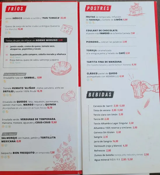 menu 2 of La Auténtica Carmela