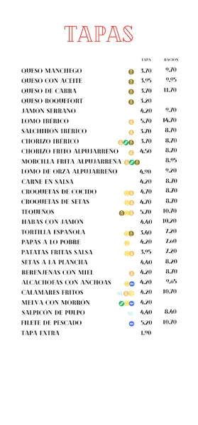 menu 2 of Minotauro Tapas
