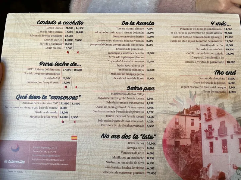 menu 0 of La Tabernilla del Darro