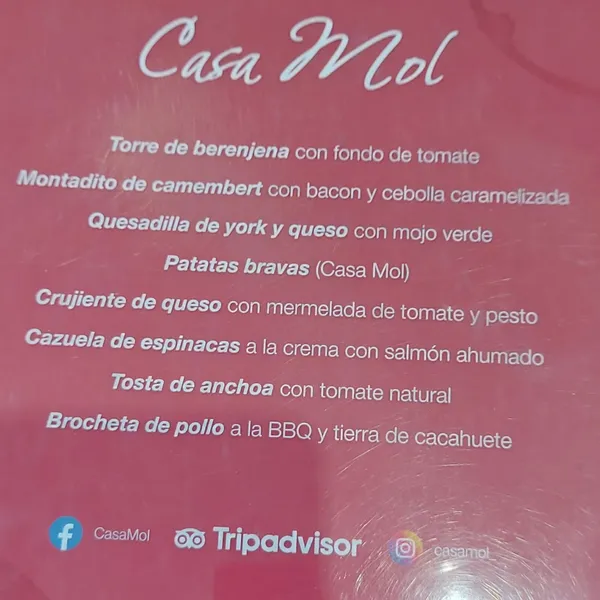 menu 0 of Casa Mol. Centro
