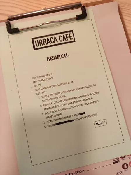 menu 2 of Urraca café