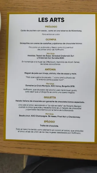 menu 0 of Restaurante Contrapunto Les Arts