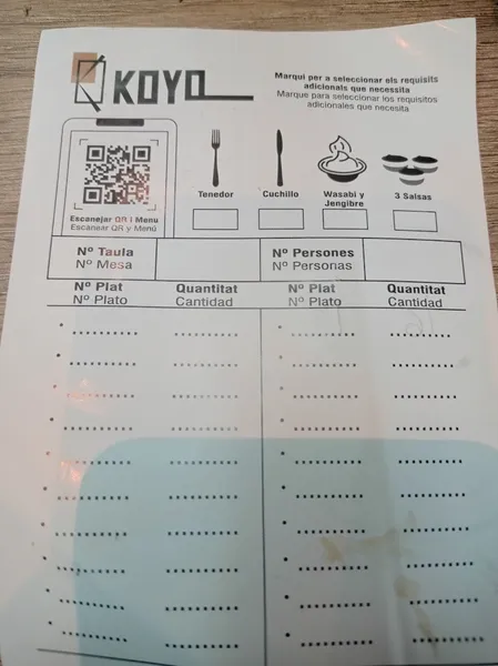menu 0 of Koyo Rambla Nova | Tarragona