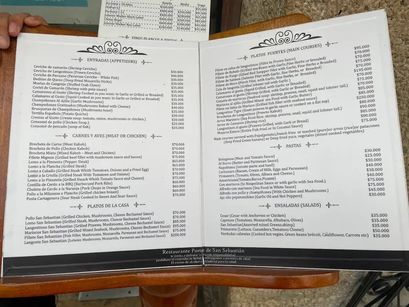 menu 0 of Restaurante Porton de San Sebastian