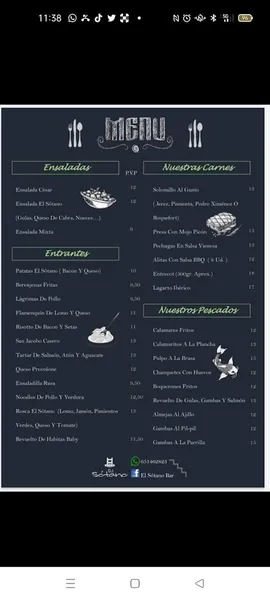 menu 0 of Bar Restaurante El sotano