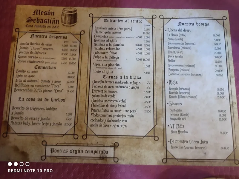 menu 0 of Mesón Sebastián