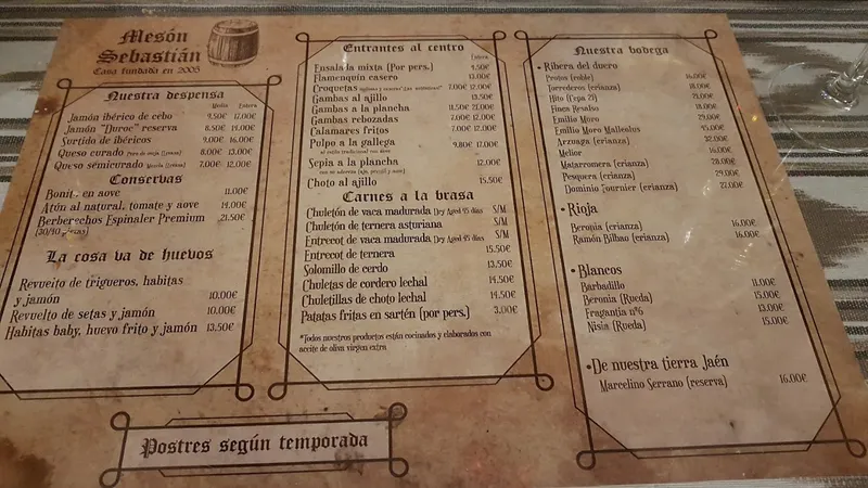 menu 1 of Mesón Sebastián