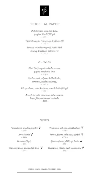 menu 1 of Maya de Asia