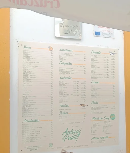 menu 0 of Café-bar Antonio del Palillo