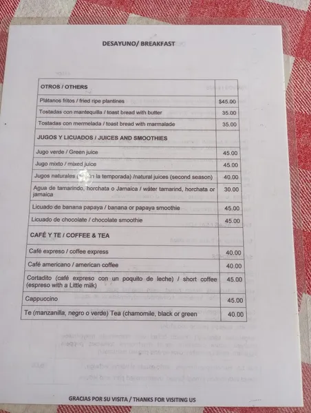 menu 0 of Restaurante La Cubanita