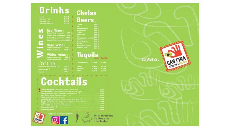 menu 0 of La Cantina Mejicana