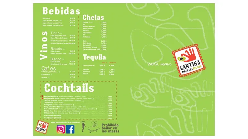 menu 1 of La Cantina Mejicana